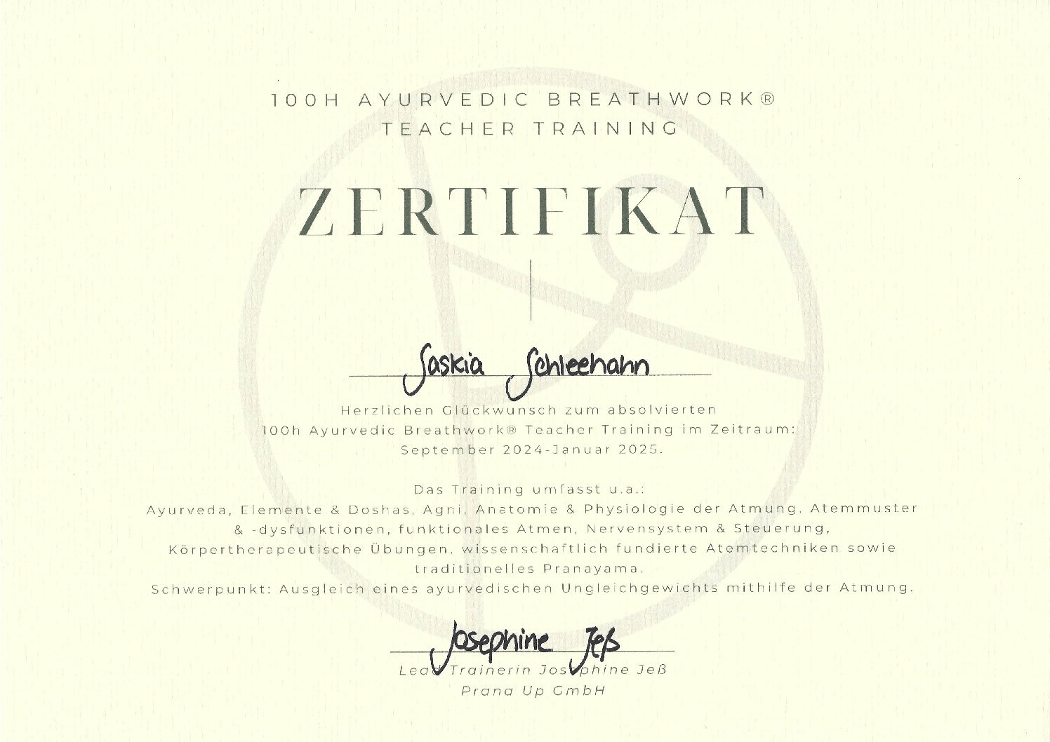Zertifikat Ayurvedic Breathwork Teacher